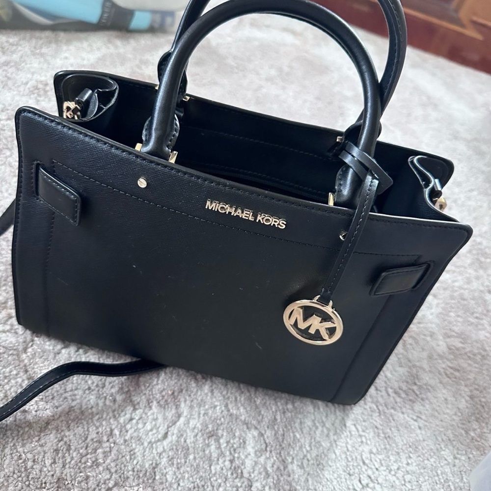 Michael Kors Black Satchel with Gold Accents